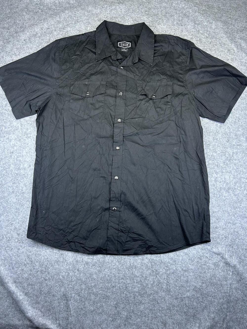 Pearl Snap Western Shirt Short Sleeve Gibson Trading Co Black Men's Size XL